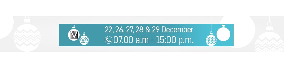 we will be available from 7.00a.m. until 15.00p.m. during 22nd, 26-29th of December
